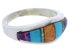 Southwestern Multicolor Inlay Silver Ring Size 5-3/4 EX51013